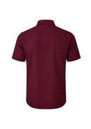 JAMES TAILOR SLIM FIT SHORT SLEEVE STRETCH DRESS SHIRT - SIZE: MEN S - BURGUNDY - Brand New