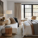 CELESTE LUXURIOUS DUTCH VELVET TOTAL BLACKOUT CURTAINS - CELESTE/LIGHT BEIGE - Like New
