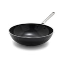 LUMENFLON ORFEO 11” WOK PAN, MADE IN ITALY, DIAMOND CERAMIC PFAS-FREE - BLACK - Brand New