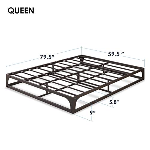 Mellow 9" Meta Platform Bed Frame, Heavy Duty Steel Slat Mattress, Queen - BLACK - Like New
