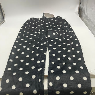 FASHION EXTRA SOFT FLEECE PAJAMAS PANTS SIZE: WOMEN L/XL - BLACK/WHITEPOLKADOTS - Brand New