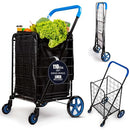 SereneLife Large Folding Utility Shopping Cart with Removable Liner - Blue - Like New