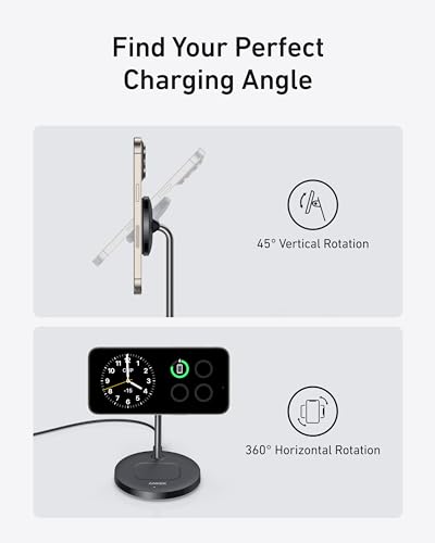 ANKER MAGSAFE COMPATIBLE MAGGO CHARGER STAND IPHONE 16 WIRELESS CHARGER - BLACK - Like New