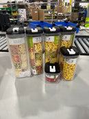 AIRTIGHT FOOD STORAGE CONTAINERS CLEAR PLASTIC 6 PIECE SCOOPS - CLEAR/BLACK LID - Like New