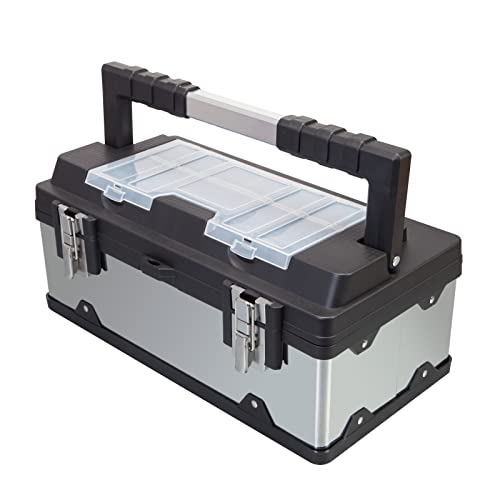 Torin 19" Tool Box Storage Organizer Stainless Steel&Plastic Portable Box -Black - Like New