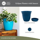 The HC Companies Eclipse Round Planter Pot, 12 Inch, Peacock, 2-Pack - Brand New