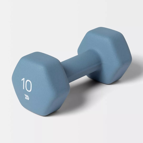 ALL IN MOTION SINGLE 10 LB HEX DUMBBELL - NEOPRENE GRAY - Scratch & Dent