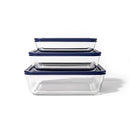 DURA LIVING|6-PIECE GLASS FOOD STORAGE CONTAINERS, RECTANGULAR, DLG18028NEW - Brand New