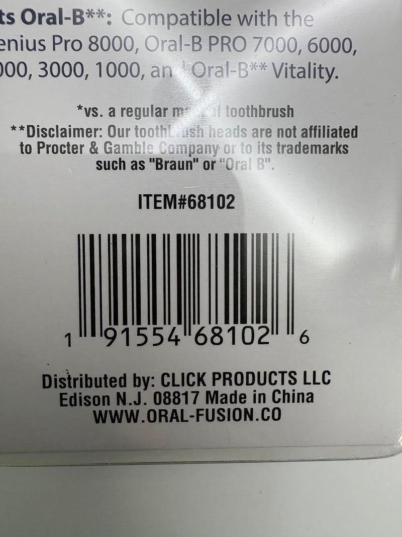 ORAL FUSION ULTRA FLOSS REPLACEMENT BRUSH HEADS 3 CTS COMPATIBLE ORAL B - WHITE - Brand New