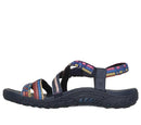 41113 Skechers Women's Reggae Sew Me Boho Woven Strappy Slingback, 7, Navy Multi - Like New