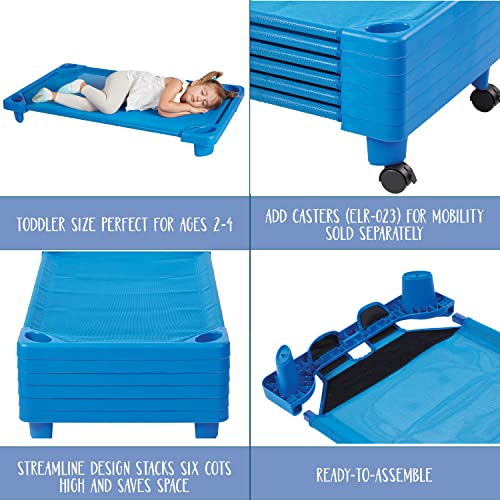 ECR4Kids Streamline Assembled Cot Toddler Size 6 Pack Blue ELR-16120-CSPK - Like New