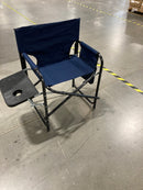 GENERIC TRAPPER'S PEAK FOLDING DIRECTORS CAMPING CHAIR WITH SIDE TABLE - BLUE - Like New
