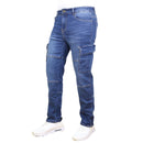BLUE ICE MEN'S STRETCH CARGO POCKET JEANS - SIZE: MEN 32X32 - DARK BLUE WASH - Brand New