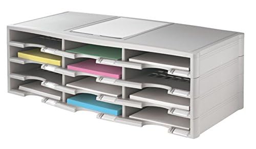 OFFICE DEPOT STACKABLE PLASTIC LITERATURE ORGANIZER 12 COMPARTMENTS GRAY 40401 - Like New