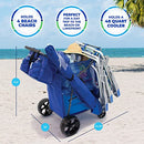 Rio Brands Wonder Wheeler Deluxe Beach Utility Foldable Cart Storage, Blue - Brand New
