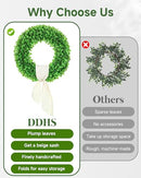 DDHS 22'' Boxwood Wreaths Front Door Artificial Spring Wreath (Hello Sign) - Brand New