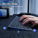 AUSDOM 2.4G Bluetooth KeyBoard QUIET SLIM MULTI-DEVICE SOFKEYS-4 - BLACK/GRAY - Like New