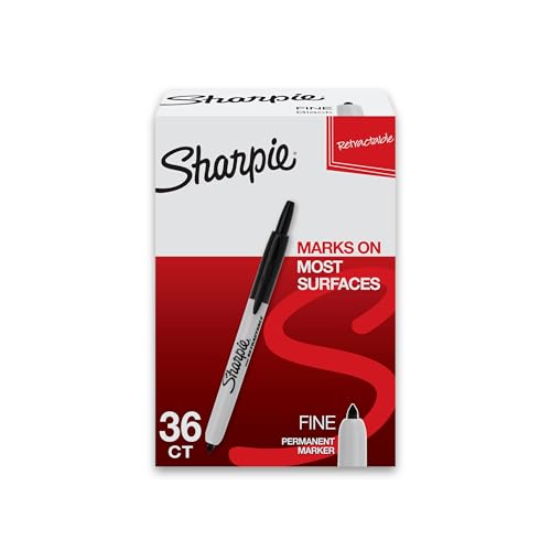 SHARPIE RETRACTABLE PERMANENT MARKERS, FINE POINT, BLACK, 36 COUNT - BLACK - Brand New