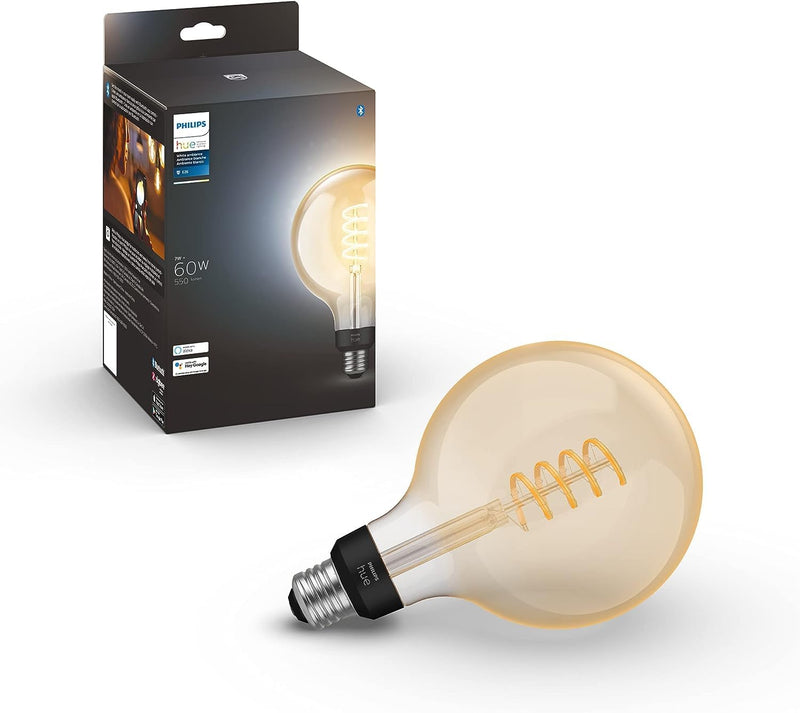 Philips Hue Smart 60W G40 Filament LED Bulb, White Ambiance Warm-to-Cool Light - Like New