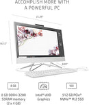 HP All-in-One Desktop PC 23.8” FHD i3-1115G4 8GB 512GB SSD - White - Like New