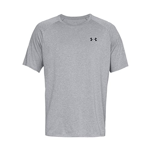 UNDER ARMOR MEN'S TECH 2.0 V-NECK SLEEVE T-SHIRT STEEL LIGHT/BLACK M - Brand New