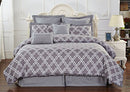 UNIQUE HOME 8 Piece Reversible Pinch Pleat Comforter Set Cal King - Grey - Brand New