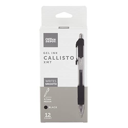 OFFICE DEPOT SOFT-GRIP RETRACTABLE GEL PENS, 0.7 MM, BLACK BARREL - BLACK - Brand New