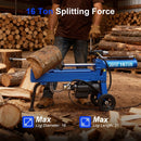 EFURDEN PORTABLE 16 TON ELECTRIC LOG SPLITTER WITH POWERFUL 1600W MOTOR - BLUE - Like New