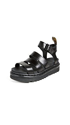 24191001 DR. MARTENS WOMEN'S BLAIRE SANDAL BLACK BRANDO LEATHER SIZE 8 - Like New