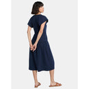 TIME AND TRU WOMEN'S DOUBLE CLOTH COTTON MIDI DRESS - SIZE: WOMEN XL - DARK NAVY - Brand New