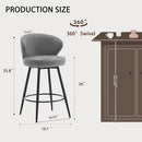 MASLIER BAR STOOLS SET OF 2, 360° SWIVEL BREATHABLE FABRIC - GRAY - Like New