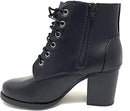 Soda Women Korman Cute Chunky Lace Up Leatherette Zipper Ankle Bootie Black 8.5 - Brand New