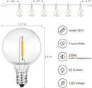 BRIGHTOWN OUTDOOR STRING 200FT 100+2 G40 BULBS SHATTERPROOF PATIO LIGHTS - WHITE - Like New
