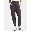 AVIA WOMEN'S SCUBAKNIT PLEAT JOGGERS POCKETS - SIZE: WOMEN M - SANDWASHED BLACK - Brand New