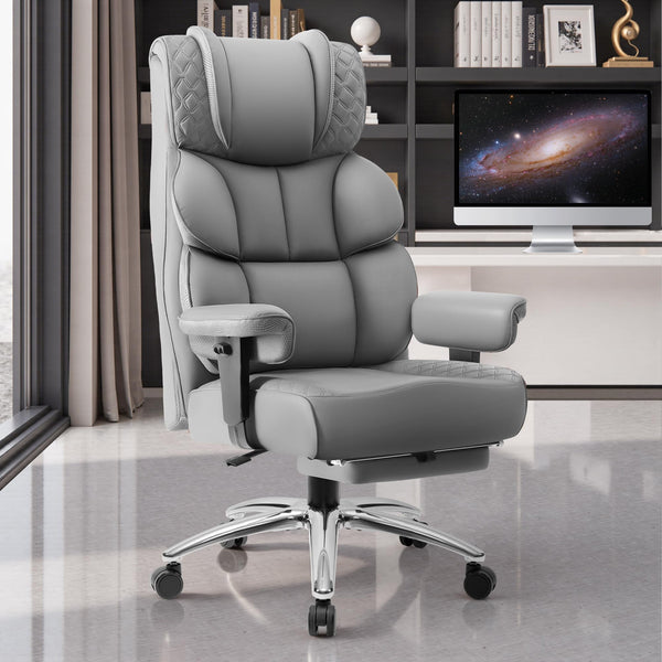 BESTGLORY OFFICE DESK CHAIR with FOOTREST - GRAY - Like New