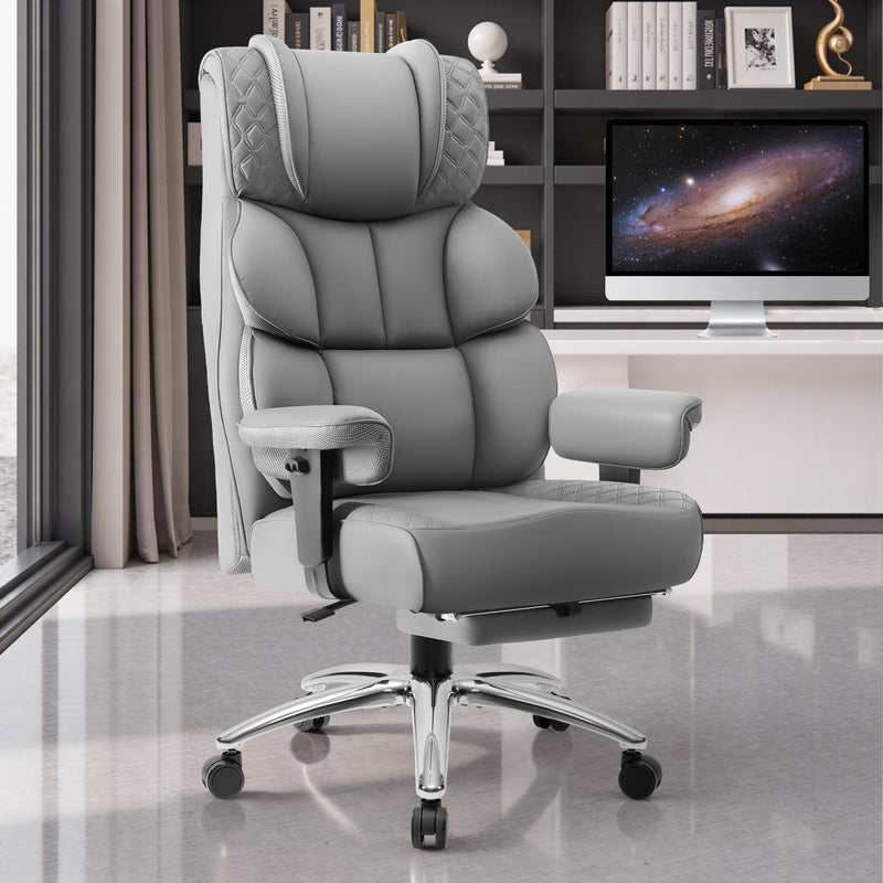 BESTGLORY OFFICE DESK CHAIR with FOOTREST - GRAY - Scratch & Dent