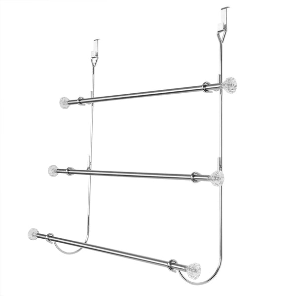 HOME BASICS TH41069 OVER THE DOOR 3-TIER TOWEL RACK, RACK, 21.4"SILVER - Like New