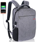 LAPACKER 15.6 Anti Theft Slim Water Resistant Laptop Backpack - Light Grey/Port - Brand New