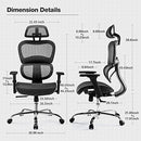JHK ERGONOMIC HIGH BACK OFFICE CHAIR WITH HEADREST, LUMBAR SUPPORT - BLACK - Like New