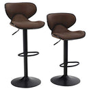 ALPHA HOME 2 Pack Swivel Stools, PU Leather, Adjustable Counter Height - Brown - Brand New