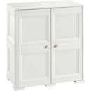 CLEVERMADE OMNIMODUS PLASTIC STORAGE CABINET WITH DOORS; EASY ASSEMBLY, CREAM - Like New