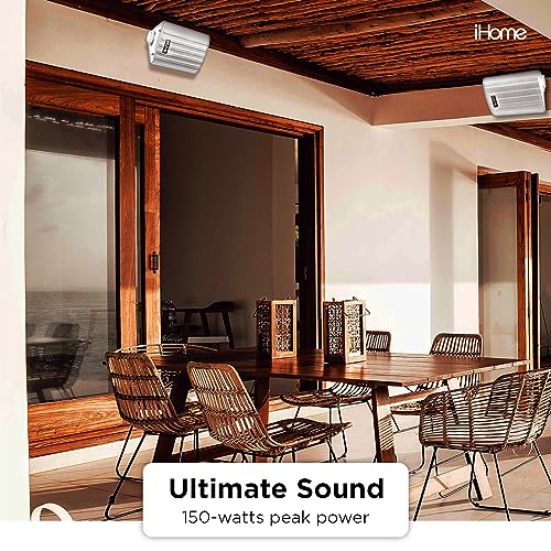 IHOME IHSI-W525BT-PR-WHT BLUETOOTH ALL WEATHER SMALL 150W WALL/CEILING - WHITE - Like New