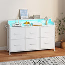 LEADPRO DRESSER FOR BEDROOM 6 DRAWERS LED TV STAND CHEST STORAGE 5730002 - WHITE - Like New