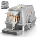 Eosarcu Stainless Steel Cat Litter Box Removable Lid, Easy Cleaning - Grey - Like New