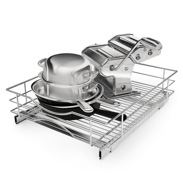 HOME ZONE LIVING PULL OUT KITCHEN CABINET ORGANIZER SLIDE OUT DRAWER - CHROME - Like New