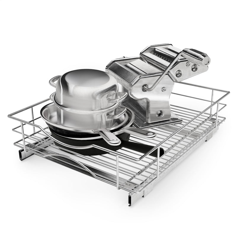 HOME ZONE LIVING PULL OUT KITCHEN CABINET ORGANIZER SLIDE OUT DRAWER - CHROME - Like New