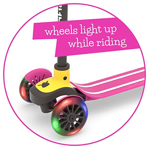 CHILLAFISH SCOTTI GLOW 3-WHEEL LEAN-TO-STEER SCOOTER WITH LIGHT-UP WHEELS - PINK - Like New
