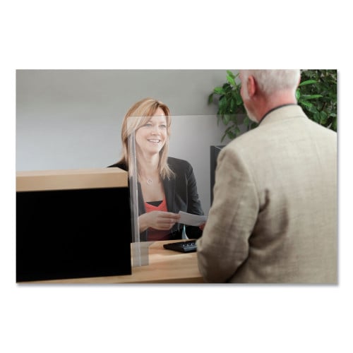 DEFLECTO COUNTER TOP BARRIER PASS THRU, 27" X 6" X 23.75" 2 PKS ACRYLIC, CLEAR - Brand New
