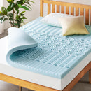 MELLOW 3" 5-ZONE MEMORY FOAM MATTRESS TOPPER COOLING GEL INFUSION QUEEN BLUE - Brand New