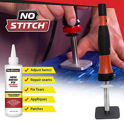 BELL AND HOWELL NO STITCH HANDHELD HEAT IRON INCLUDES REPAIR HEM FIX, BLACK/RED - Like New